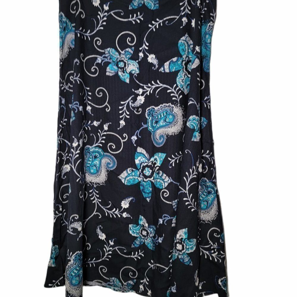 Croft & Barrow Womens Navy Floral A Line Skirt 12